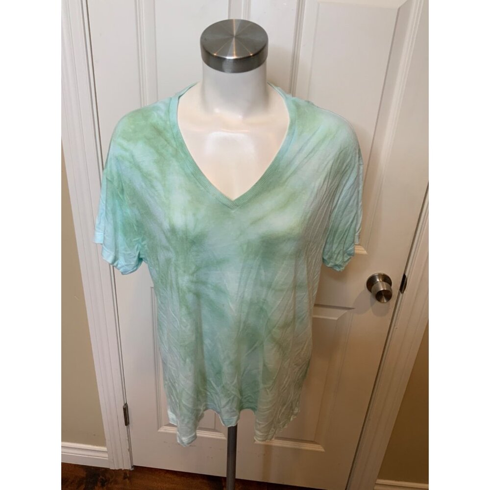 C&C California Blue Tie Dye Soft V-Neck Short Sleeve T-Shirt, Size S